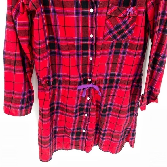Victoria's Secret Red Plaid Flannel Tie Nightgown Size Medium - Picture 2 of 7
